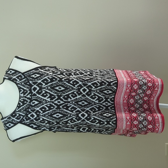 Apt.9 Flowy Summer Tunic Top L Black Red White - Picture 1 of 13